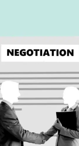 Illustration of business partners shaking hands at negotiation