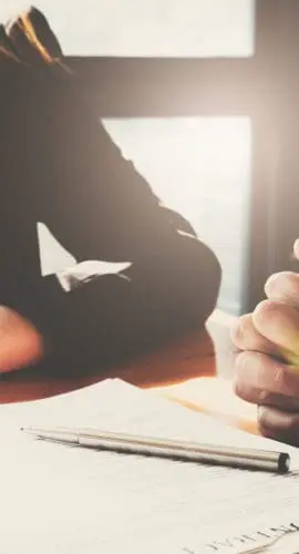 Customer service good cooperation, Consultation between a Businessman and Male lawyer or judge consult having team meeting with client, Law and Legal services concept.