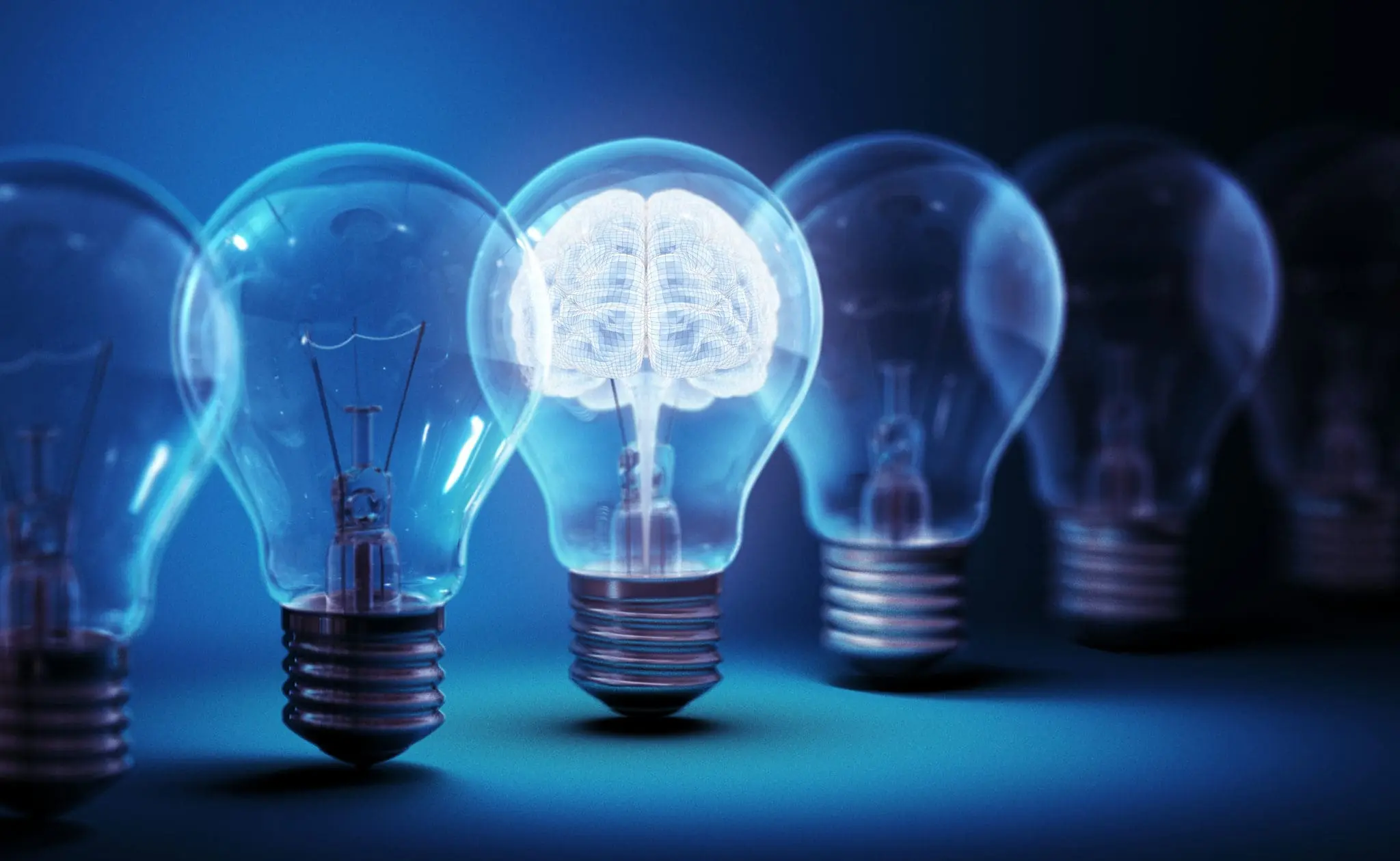 AI brain light bulb concept. 3D render