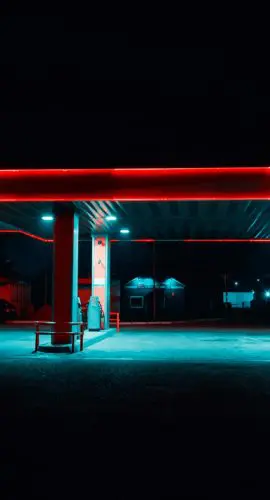 Gasoline station during nighttime